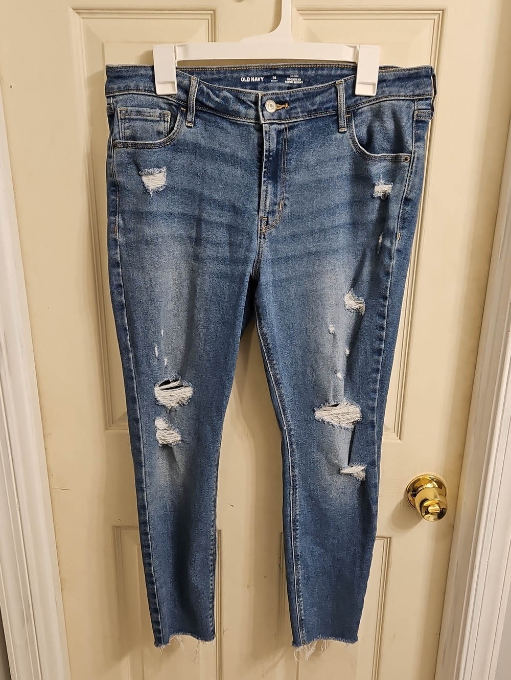 Old Navy Women's Light Blue Ripped Skinny Jeans
